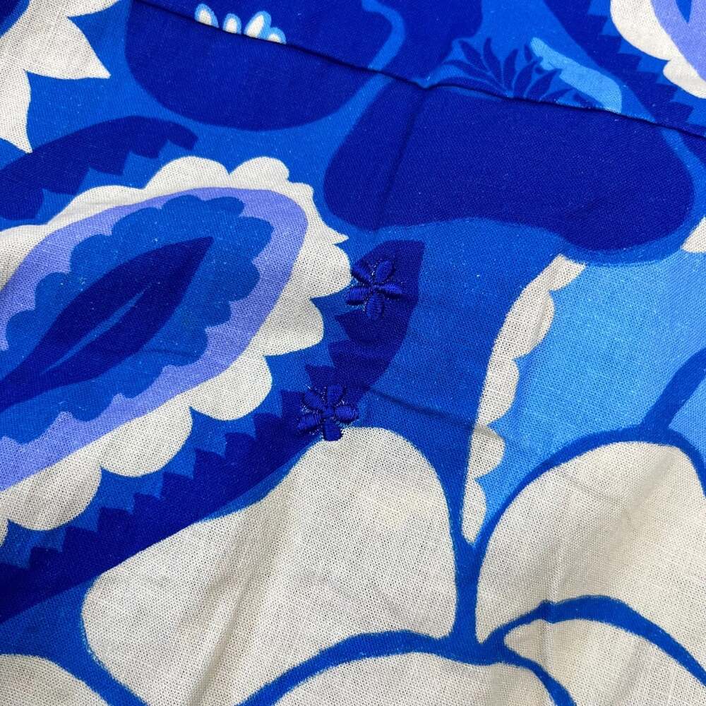 NWOT Farm Rio Linen-Blend Tropical Groove Belted Romper Blue Floral Size S - Picture 10 of 12